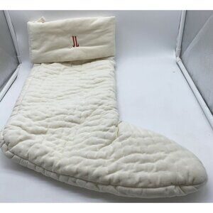 Pottery Barn JL Quilted Velvet Christmas Stocking Holiday Xmas Cream 24 inch